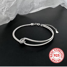Load image into Gallery viewer, S925 Sterling Silver Geometric Arc Line Twist Design Bracelet - Shop &amp; Buy
