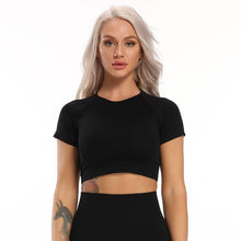 Load image into Gallery viewer, Seamless Yoga Tops Fitness Women Workout Sportswear Solid Short Sleeve Crop Top Yoga Shirts - Shop &amp; Buy