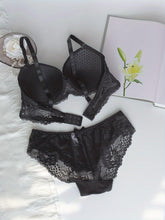 Load image into Gallery viewer, Seductive Floral Lace Lingerie Set - Soft &amp; Comfortable with Bow Detail Underwire Bra and Breathable Semi-Sheer Panty - Shop &amp; Buy
