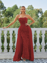 Load image into Gallery viewer, Sequined Contrast Mesh Tube Dress, Elegant Solid Backless Strapless High Waist Slim Bridesmaid Dress - Shop &amp; Buy
