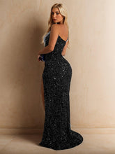 Load image into Gallery viewer, Sequined Rhinestone One Shoulder Bodycon Dress, Sexy Split Thigh Sleeveless Maxi Dress For Party &amp; Banquet - Shop &amp; Buy
