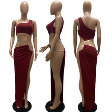 Load image into Gallery viewer, Sexy Cut Out High Slit Long Dress for Women Summer Elegant One Shoulder Ruched Evening Club Party Dress Robe Femme Rave Outfits - Shop &amp; Buy
