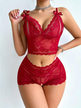 Load image into Gallery viewer, Sexy Floral Lace Lingerie Set, Hollow Out Bow Knot Bra &amp; Open Crotch Boyshort Panties, Womens Sexy Lingerie &amp; Underwear - Shop &amp; Buy
