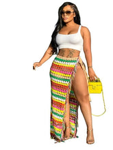 Load image into Gallery viewer, Sexy Handmade Crochet Tassel Strap Casual Beach Skirt for Women Summer Lace Up High Slit Beach Wear Long Skirts Holiday - Shop &amp; Buy
