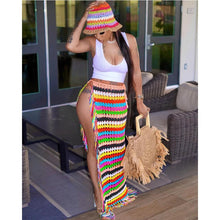 Load image into Gallery viewer, Sexy Handmade Crochet Tassel Strap Casual Beach Skirt for Women Summer Lace Up High Slit Beach Wear Long Skirts Holiday - Shop &amp; Buy
