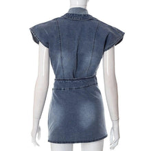 Load image into Gallery viewer, Sexy High Slit Mini Denim Dress Women Fashion Deep V Neck Sleeveless Button Skinny Evening Club Party Dresses Casual Streetwear - Shop &amp; Buy

