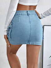 Load image into Gallery viewer, Sexy High-Stretch Bodycon Denim Mini Skirt with Pockets - All-Season Versatile and Comfortable Double Button Design - Shop &amp; Buy
