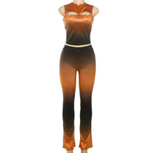 Load image into Gallery viewer, Sexy Hollow Out Gradient Two Piece Set for Women Summer Sleeveless Tank Crop Top + Pants Skinny Club wear Party Outfits - Shop &amp; Buy

