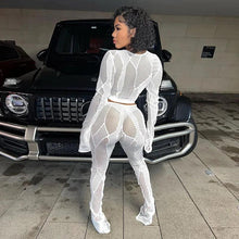 Load image into Gallery viewer, Sexy Hollow Out Knitted Two Piece Set Women 2024 See Through Crop Top + Pants Night Clubwear Party Outfits Matching Sets - Shop &amp; Buy
