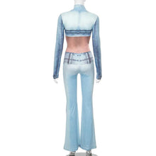 Load image into Gallery viewer, Sexy Imitation Denim Body Print Jumpsuit 2024 New Spring Turtleneck Long Sleeve Pants Night Club Party Romper One Piece Clothes - Shop &amp; Buy
