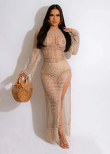 Load image into Gallery viewer, Sexy Knit Rib Crochet Tassel Long Dress for Women Summer High Slit Hollow Out See Through Club Beach Wear Dresses - Shop &amp; Buy
