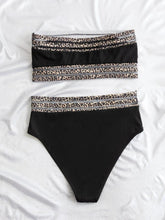 Load image into Gallery viewer, Sexy Leopard Print Patchwork Bikini Women Bandeau Strapless Mesh Push Up 2 Piece Swimsuit Bathing Suit High Waist Swimwear - Shop &amp; Buy
