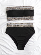 Load image into Gallery viewer, Sexy Leopard Print Patchwork Bikini Women Bandeau Strapless Mesh Push Up 2 Piece Swimsuit Bathing Suit High Waist Swimwear - Shop &amp; Buy
