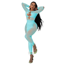 Load image into Gallery viewer, Sexy Leopard Sheer Mesh Jumpsuit Women Elegant Off the Shoulder Hollow Out Beading Pants Skinny Club Party Body Romper Overalls - Shop &amp; Buy
