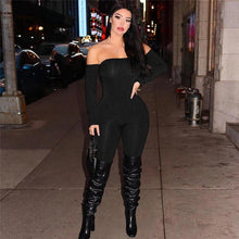 Load image into Gallery viewer, Sexy Off the Shoulder Jumpsuit for Women 2024 New Spring Slash Neck Long Sleeve Pencil Pants Skinny Clubwear Romper One Piece - Shop &amp; Buy
