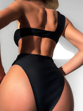 Load image into Gallery viewer, Sexy One Shoulder Swimsuit Woman Solid Black Hollow Out Buckle One Piece Swimwear Beach Bathing Suit Backless Monokini - Shop &amp; Buy

