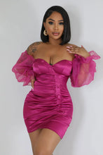 Load image into Gallery viewer, Sexy Organza Patchwork Ruched Mini Dress Elegant Off the Shoulder Puff Sleeve Button Bodycon Evening Club Party Dresses - Shop &amp; Buy
