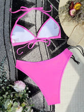 Load image into Gallery viewer, Sexy Pink Leopard Print Patchwork Bikini Women Push Up Cut Out High Waist Swimsuit Bandage Cross Bathing Suit 2 Piece Swimwear - Shop &amp; Buy
