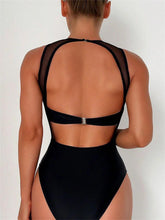 Load image into Gallery viewer, Sexy See Through One Piece Swimsuit Women Solid Black Mesh Transparent Hollow Out Backless Bathing Suit Swimwear Beachwear - Shop &amp; Buy
