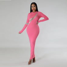 Load image into Gallery viewer, Sexy Sheer Mesh Patchwork Long Dress for Women Elegant O Neck Long Sleeve Bodycon Night Club Party Dresses - Shop &amp; Buy
