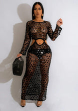 Load image into Gallery viewer, Sexy Shinny Sequined Knitted Long Dress Women Summer Elegant Hollow Out See Through Club Beach Cover Maxi Dresses - Shop &amp; Buy

