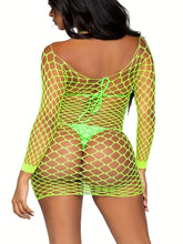Load image into Gallery viewer, Sexy Stretchy Off-Shoulder Fishnet Cover-Up, Long Sleeve Hollow Design - Shop &amp; Buy
