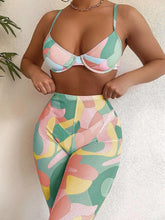 Load image into Gallery viewer, Sexy Underwire Bikini Women Abstract Plaid Print Push Up 3 Piece Swimsuit Female Beach Bathing Suit Pants Swimwear Biquini - Shop &amp; Buy