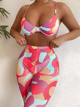 Load image into Gallery viewer, Sexy Underwire Bikini Women Abstract Plaid Print Push Up 3 Piece Swimsuit Female Beach Bathing Suit Pants Swimwear Biquini - Shop &amp; Buy