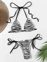Load image into Gallery viewer, Sexy Zebra Striped Bikini Women Halter Push Up Triangle Swimsuit Brazilian Summer Bathing Suit Micro Swimwear - Shop &amp; Buy
