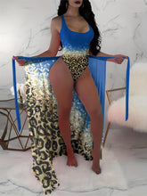 Load image into Gallery viewer, Shimmering Leopard Print Glitter Swimsuit - Golden Accent One Piece with Stretchy Scoop Neck &amp; High Cut Legs - Shop &amp; Buy
