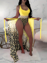 Load image into Gallery viewer, Shimmering Leopard Print Glitter Swimsuit - Golden Accent One Piece with Stretchy Scoop Neck &amp; High Cut Legs - Shop &amp; Buy
