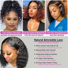Load image into Gallery viewer, Short Water Curly Bob Lace Human Hair Wigs With Baby Hair Brazilian Transparent 4x4 Lace Closure Wig For Women Pre Plucked - Shop &amp; Buy
