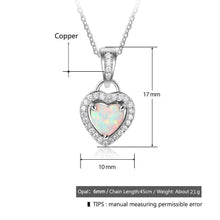 Load image into Gallery viewer, Silver Color Necklaces Heart Shape White Pink Blue Opal Necklaces &amp; Pendants with Cubic Zirconia Fashion Jewelry Gift for Women - Shop &amp; Buy
