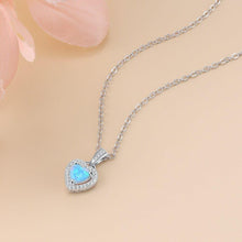 Load image into Gallery viewer, Silver Color Necklaces Heart Shape White Pink Blue Opal Necklaces &amp; Pendants with Cubic Zirconia Fashion Jewelry Gift for Women - Shop &amp; Buy