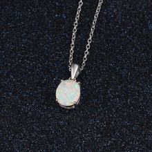 Load image into Gallery viewer, Silver Color Pendant Necklace Choker Created Oval White Pink Blue Opal Women Neck Chain Necklace Birthday Fashion Jewelry Gift - Shop &amp; Buy

