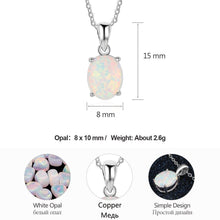 Load image into Gallery viewer, Silver Color Pendant Necklace Choker Created Oval White Pink Blue Opal Women Neck Chain Necklace Birthday Fashion Jewelry Gift - Shop &amp; Buy
