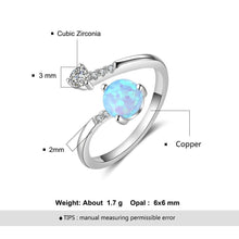 Load image into Gallery viewer, Silver Color Women Rings Cubic Zirconia Adjustable Wrap Ring With Created Round Blue Opal Wedding Fashion Jewelry for Women - Shop &amp; Buy
