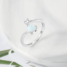 Load image into Gallery viewer, Silver Color Women Rings Cubic Zirconia Adjustable Wrap Ring With Created Round Blue Opal Wedding Fashion Jewelry for Women - Shop &amp; Buy
