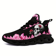 Load image into Gallery viewer, Skull &amp; Rose Pattern Soft Thick Sole Shock Absorption Sneakers, Lightweight Breathable Comfortable Non Slip Wear - Shop &amp; Buy

