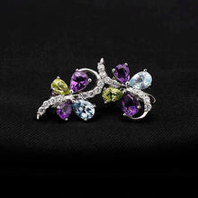 Load image into Gallery viewer, Sky Blue Topaz Amethyst Peridot Mix Gemstone 925 sterling silver Clip Earrings For Women Romantic Fashion - Shop &amp; Buy
