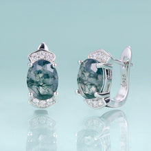 Load image into Gallery viewer, Skye Kite Green Moss Agate Studs Gemstone Earrings in 925 Sterling Silver Unique Gemsone Earrings For Women - Shop &amp; Buy
