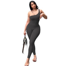 Load image into Gallery viewer, Slant Collar One Shoulder Summer Sleeveless Solid Pure Outfits Clothing Jumpsuit Clubwear Sexy Party Body-Shaping - Shop &amp; Buy
