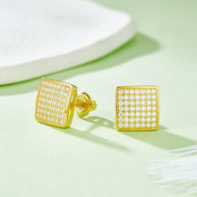 Load image into Gallery viewer, Small Square Moissanite Earrings Yellow Gold Plated 925 Sterling Silver Hip Hop Screw Back Stud Earrings - Shop &amp; Buy
