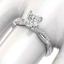 Load image into Gallery viewer, Solid 14k White Gold 4-Prong Petite Twisted Vine Simulated 1.0 CT Engagement Ring Promise Bridal Ring(Adjustable size) - Shop &amp; Buy
