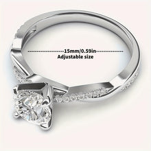 Load image into Gallery viewer, Solid 14k White Gold 4-Prong Petite Twisted Vine Simulated 1.0 CT Engagement Ring Promise Bridal Ring(Adjustable size) - Shop &amp; Buy
