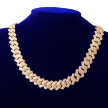 Load image into Gallery viewer, Solid 14mm Miami Cuban Choker Square Link Necklace Gold Color Iced Out Cubic Zirconia Rock Hip hop Style Men&#39;s Jewelry - Shop &amp; Buy