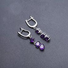 Load image into Gallery viewer, Solid 925 Sterling Silver Earrings Fine Jewelry 4.21Ct Natural Purple Amethyst Drop Earrings For Women Wedding - Shop &amp; Buy