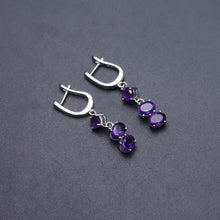 Load image into Gallery viewer, Solid 925 Sterling Silver Earrings Fine Jewelry 4.21Ct Natural Purple Amethyst Drop Earrings For Women Wedding - Shop &amp; Buy

