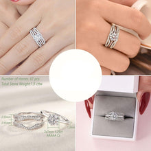 Load image into Gallery viewer, Solid 925 Sterling Silver Solitaire Round Cut 5A CZ Wedding Rings Set for Women Eternity Stacking Guard Ring Enhancer - Shop &amp; Buy
