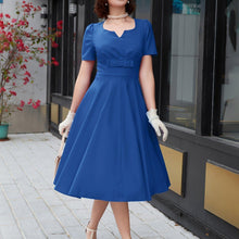 Load image into Gallery viewer, Solid Color A-line Dress, Elegant Short Sleeve Dress For Spring &amp; Summer - Shop &amp; Buy
